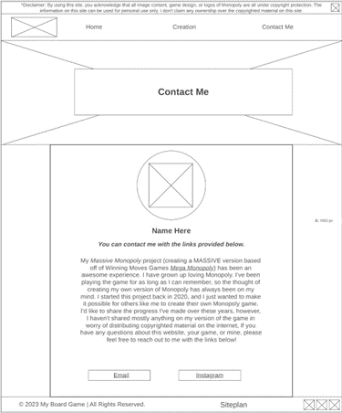 contact me page wireframe